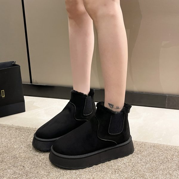 Women's Plush Boots Winter Warm Fleece Thick Flats Snow Boots Fashion Shoes - Image 2