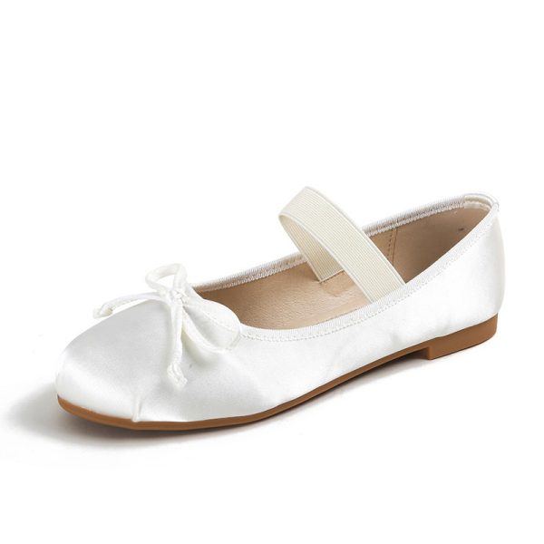 Women's Bow Tie Silk Satin Flat Shoes - Image 7