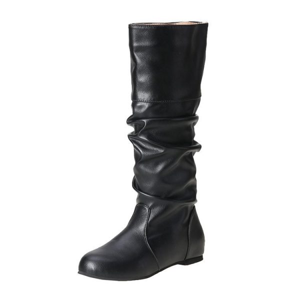 New Flat Boots Round Toe Slip-on Slimming - Image 3