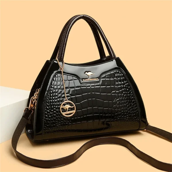 Luxury Patent Leather Handbags for Women Designer Crocodile Pattern Women's Shoulder Crossbody Bag Hobos Ladies Messenger Stone - Image 2