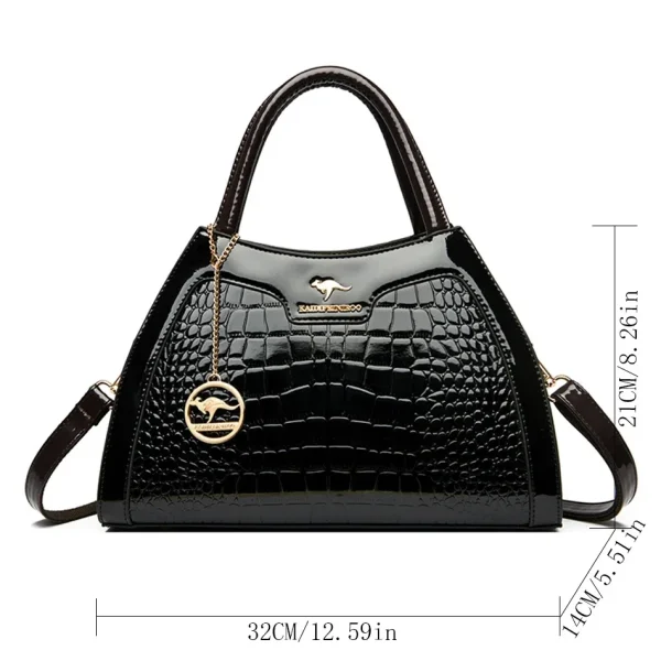 Luxury Patent Leather Handbags for Women Designer Crocodile Pattern Women's Shoulder Crossbody Bag Hobos Ladies Messenger Stone - Image 4