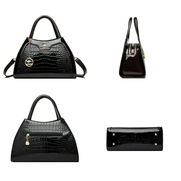 Luxury Patent Leather Handbags for Women Designer Crocodile Pattern Women's Shoulder Crossbody Bag Hobos Ladies Messenger Stone - Image 5