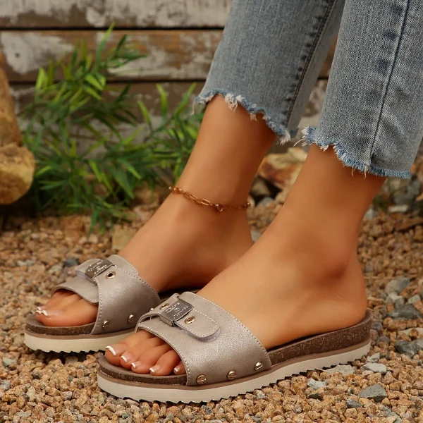 2025 Fashion Women Slippers Casual Open Toe Adjustable Flat Sandals Women Summer Vacation Travel Beach Shoes Sandalia Feminina - Image 2