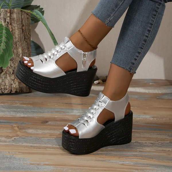 Women Sandals Summer New Wedges Platform Sandals Women Sexy High Heels Shoes Peep Toe Open To Walking Designer Sandals Women - Image 6