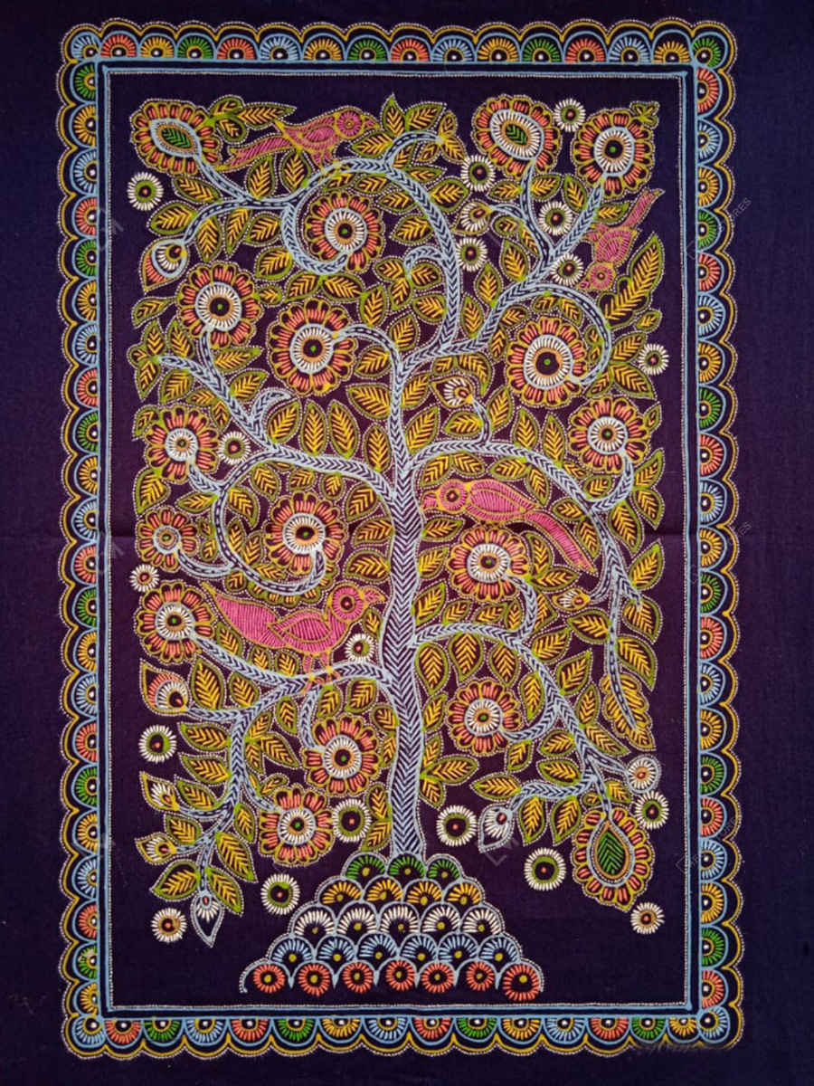 Megastores - Blue Rogan Art Tree of Life Verticle Painting by Sun
