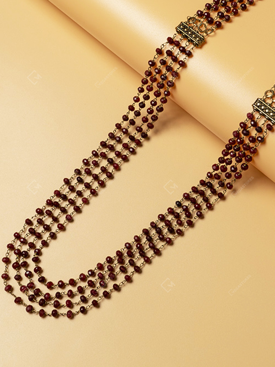 Megastores Semiprecious Genuine Gemstone Ruby Red Multistrand