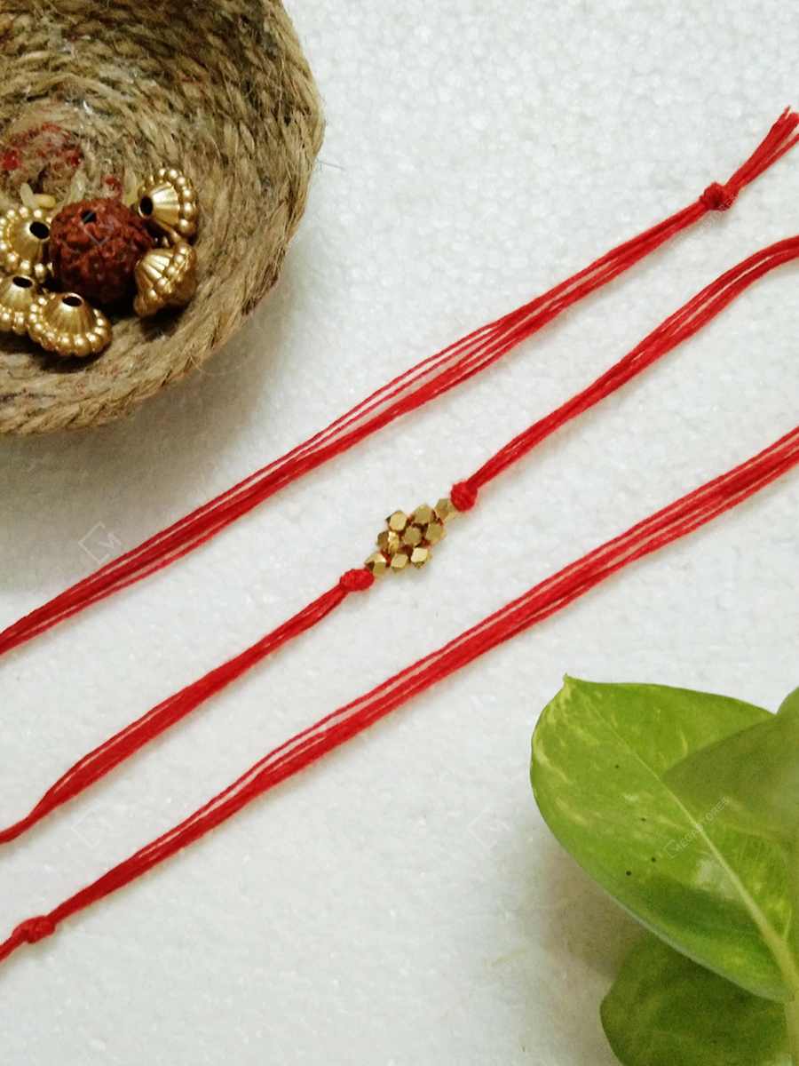 Handmade Beads Thread Floral Red Rakhi by Divine