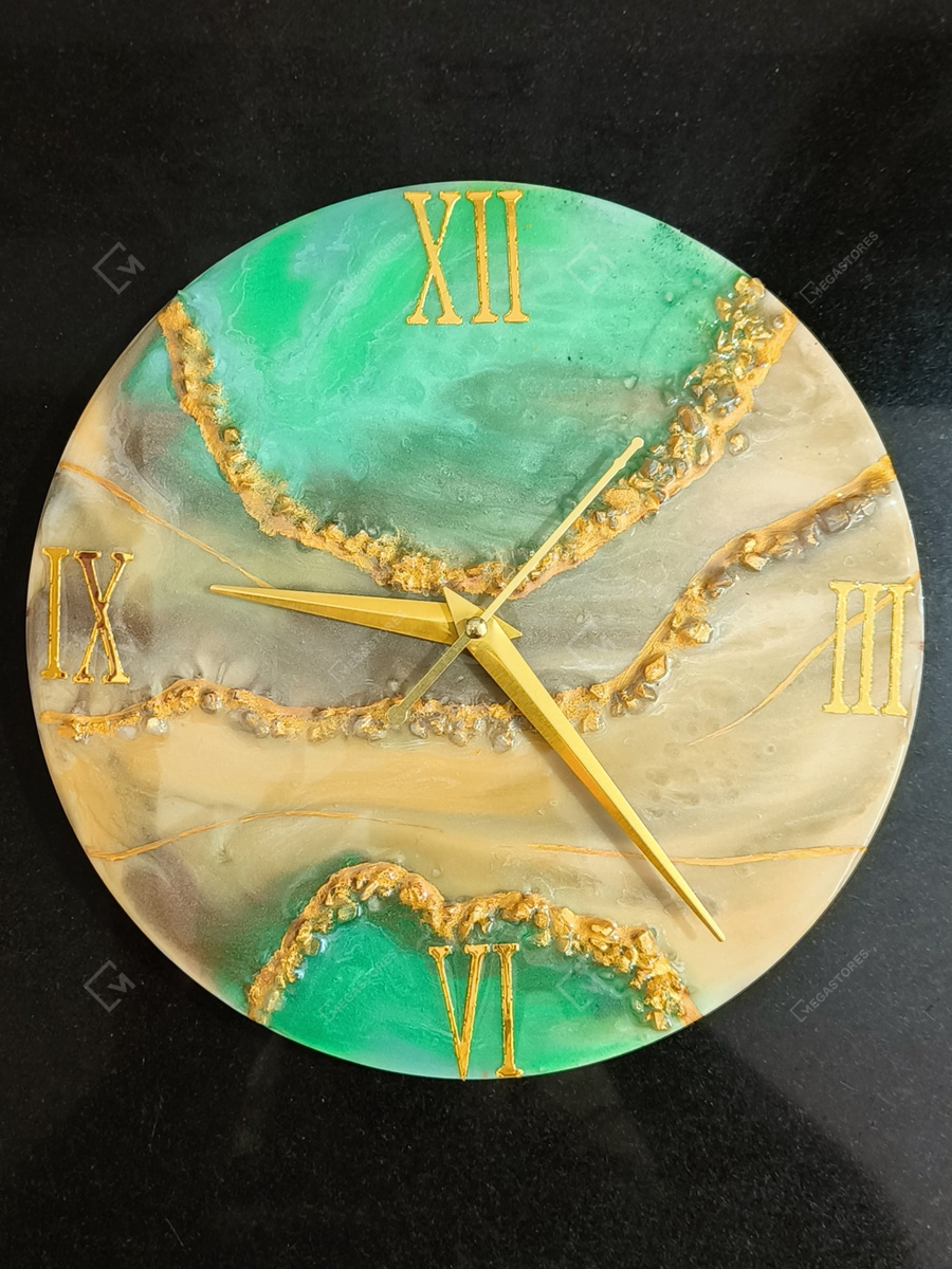 Megastores Resin Art Sea Green Ocean Theme 12 inch Wall Clock by