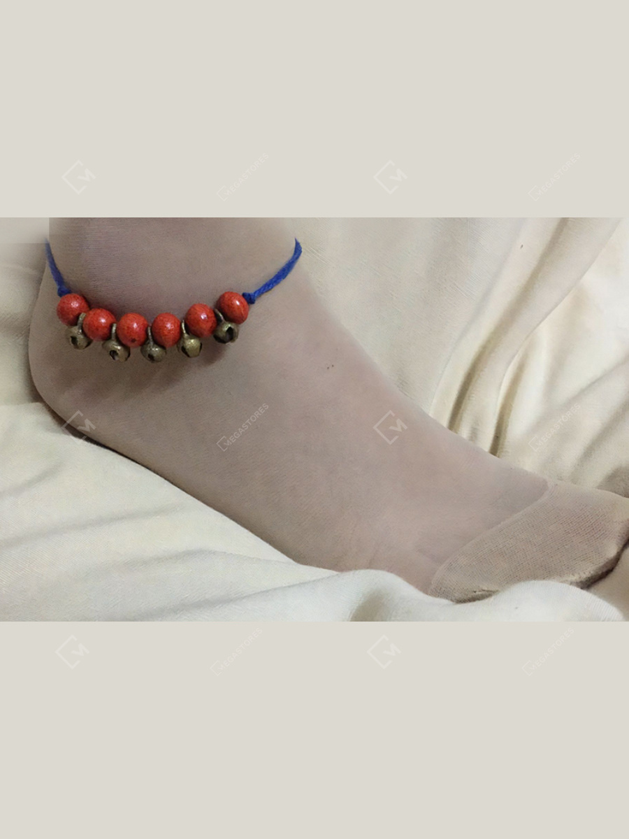 Megastores Blue Orange Handcrafted Ghungroo Anklet by Divine