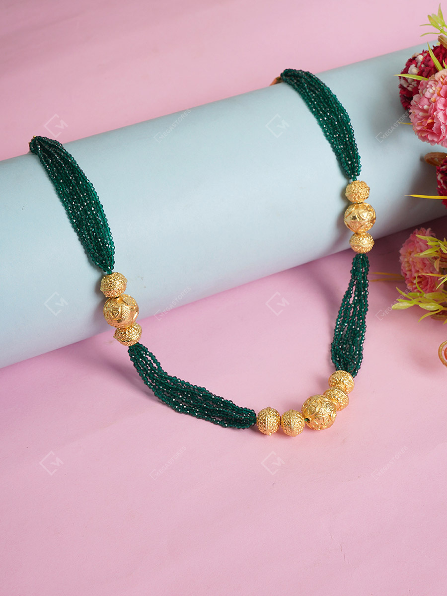 Green Golden Beaded Necklace 3213 by Studio B40