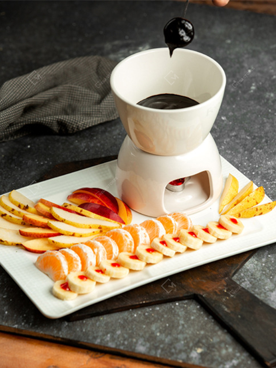 Handmade Ceramic White Fondue Set by Country Clay