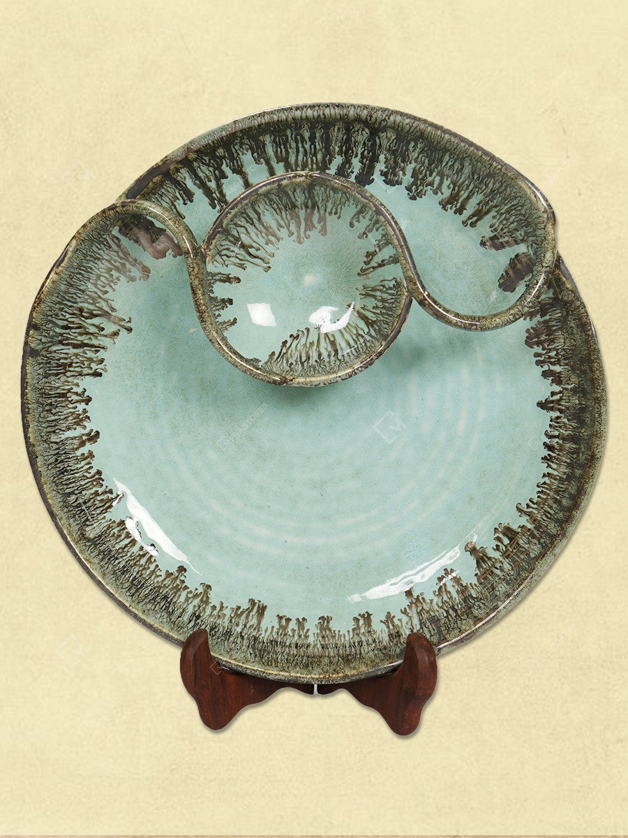 Megastores Handmade Ceramic Chip Dip Shell Turquoise Big
