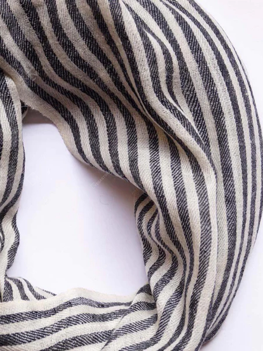 Megastores Ivory Black Pin Striped Handwoven Pashmina Scarf For