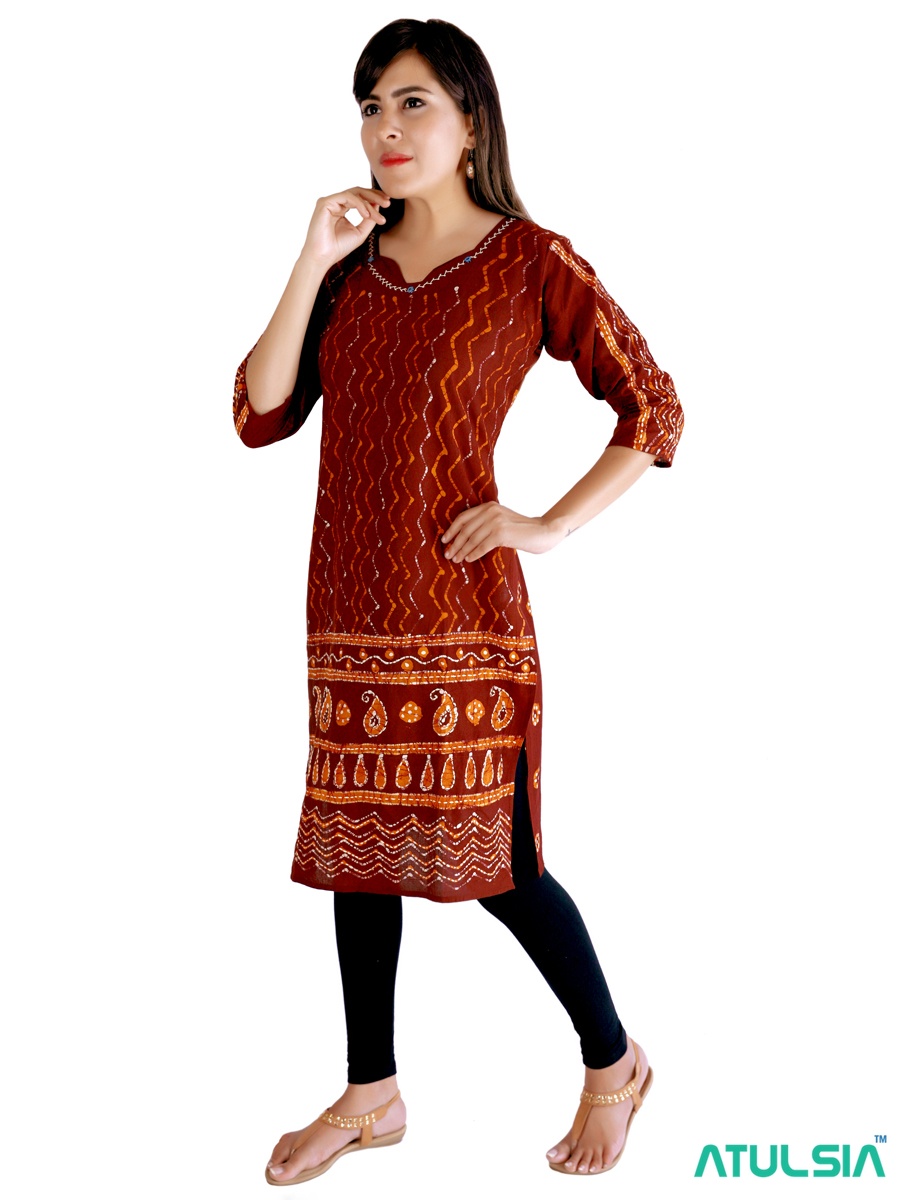 VGS Batik Womens 100% Cotton Batik Kurti Dark Megastores