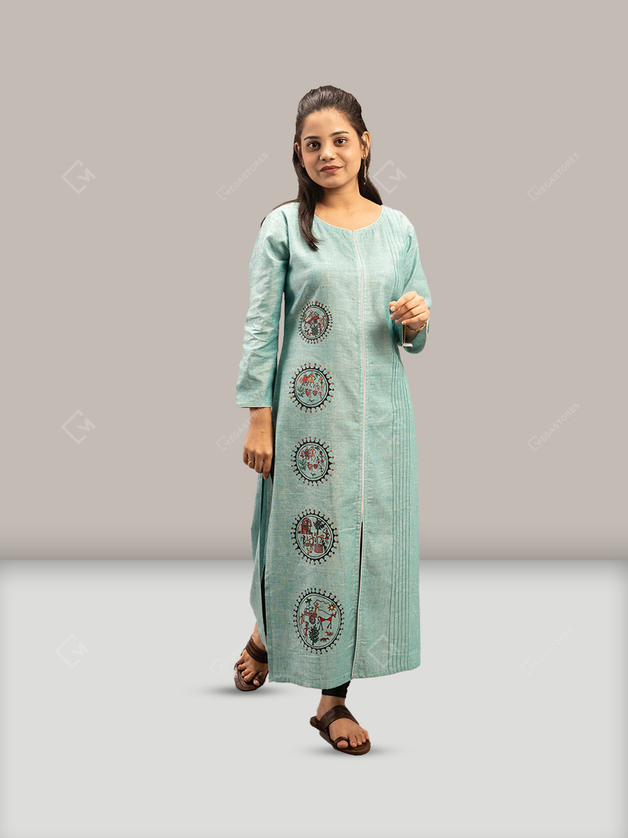 warli painting designs on dress Buy Warli Printed Pure Cotton Straight Kurta Set in White Online : TAH194