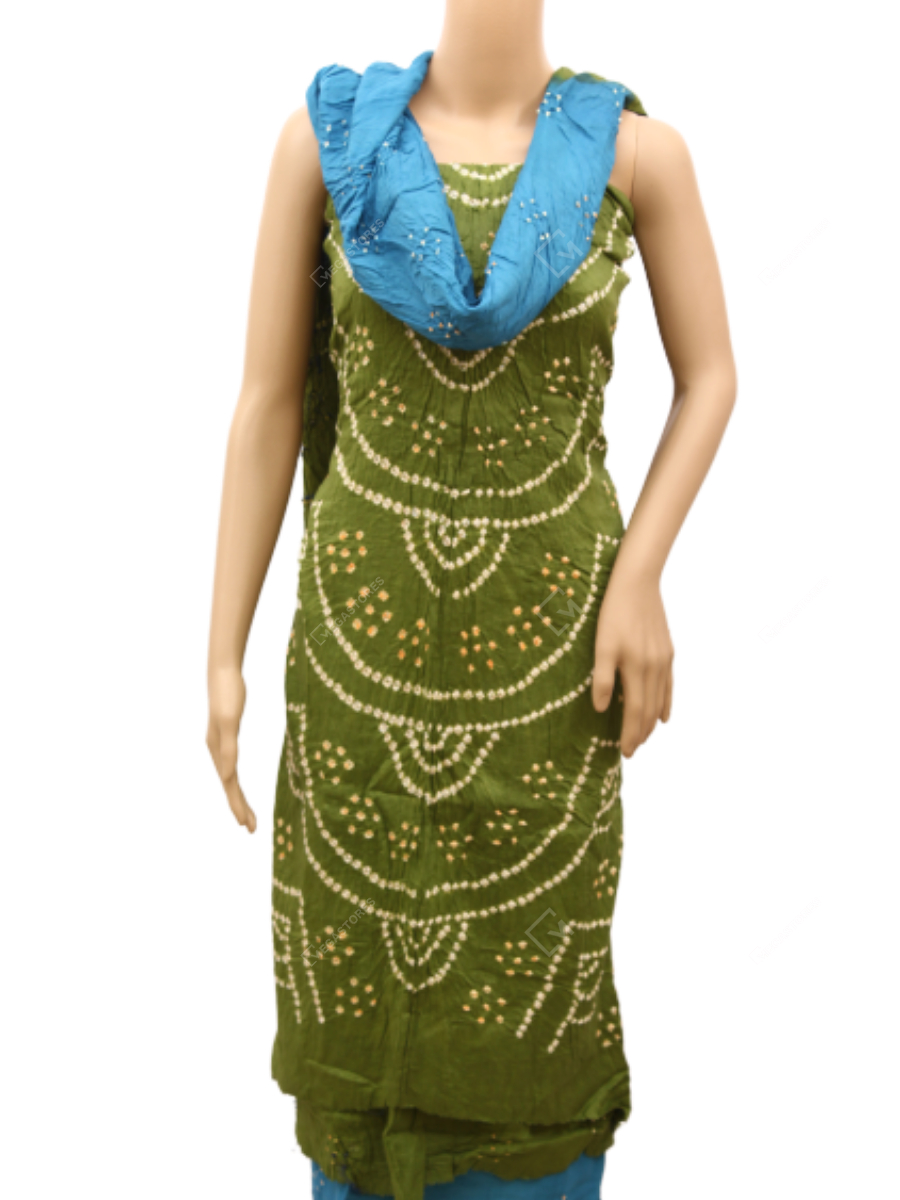 green emerald velvet dress Bandhani Dress