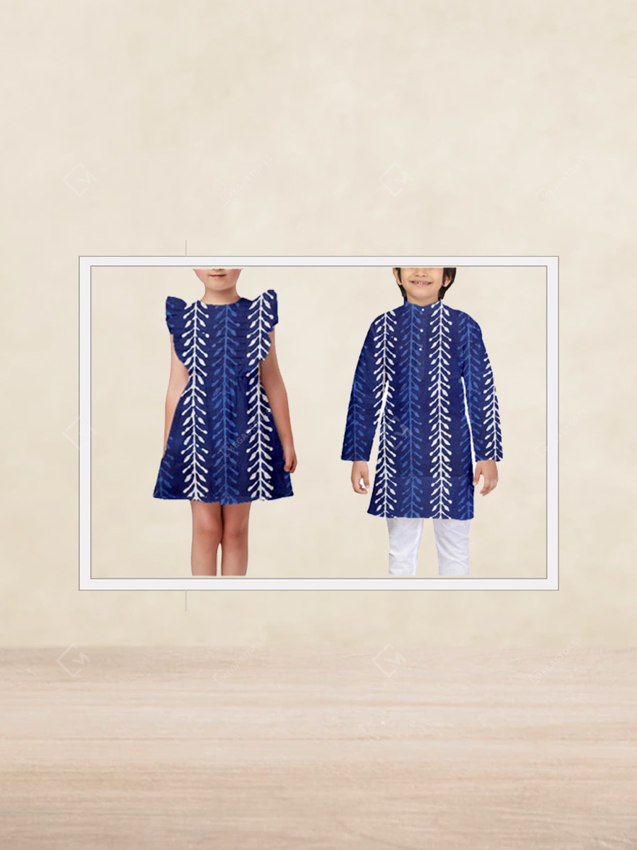 white christmas dresses Indigo Ajrakh Maheshwari Cotton Silk Dress Material – Weaves of Tradition main image 1