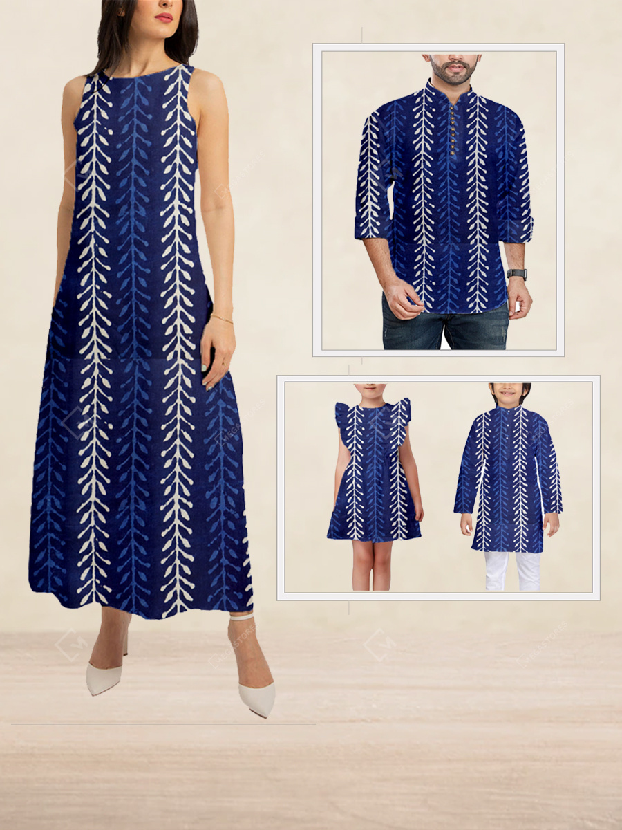 white christmas dresses Natural Indigo Yarn-dyed Cotton TMF-001-1