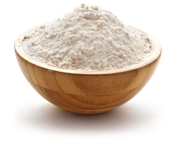 Flour in a wooden bowl