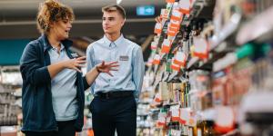 Manager talking to employee