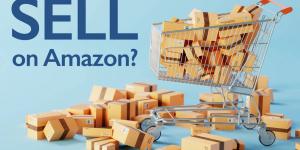 What Should I Sell on Amazon? boxes filling and tumbling out of a shopping cart