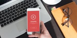 8 Page Speed Tips: How To Speed Up Web Page Loading Time phone with red oops screen displayed