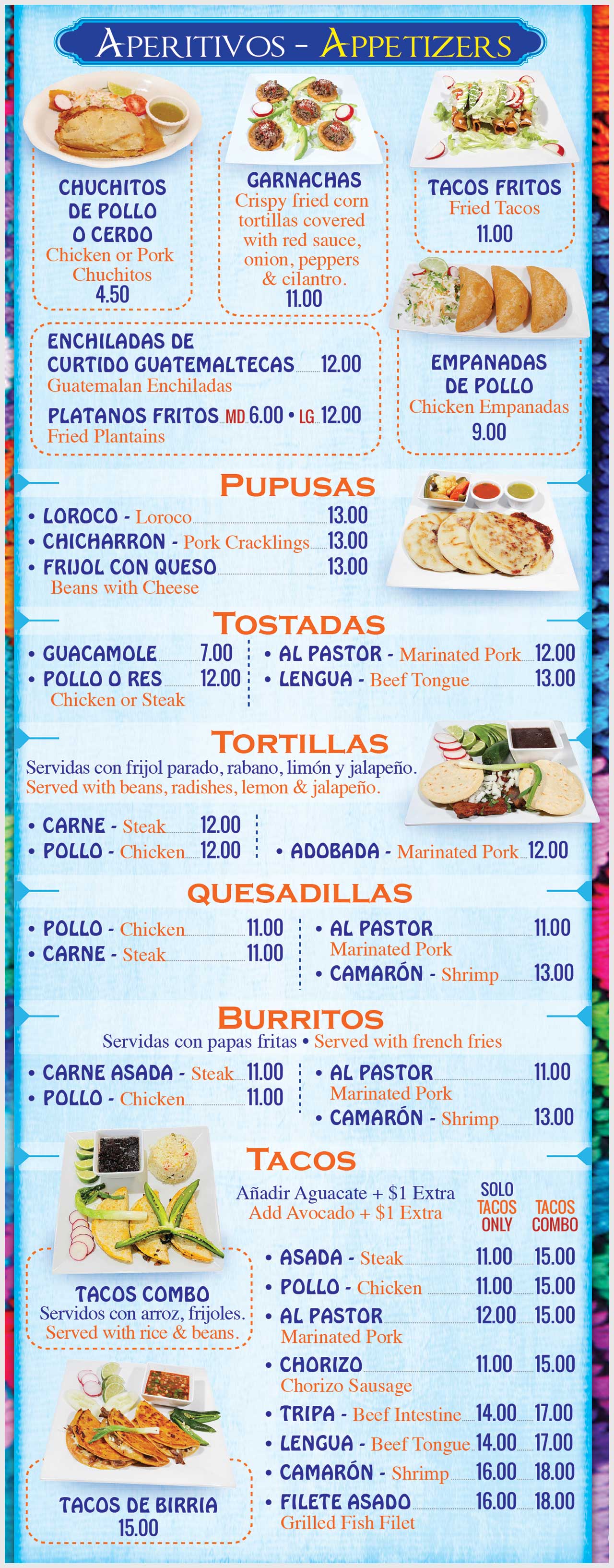 Menu La Chapinita