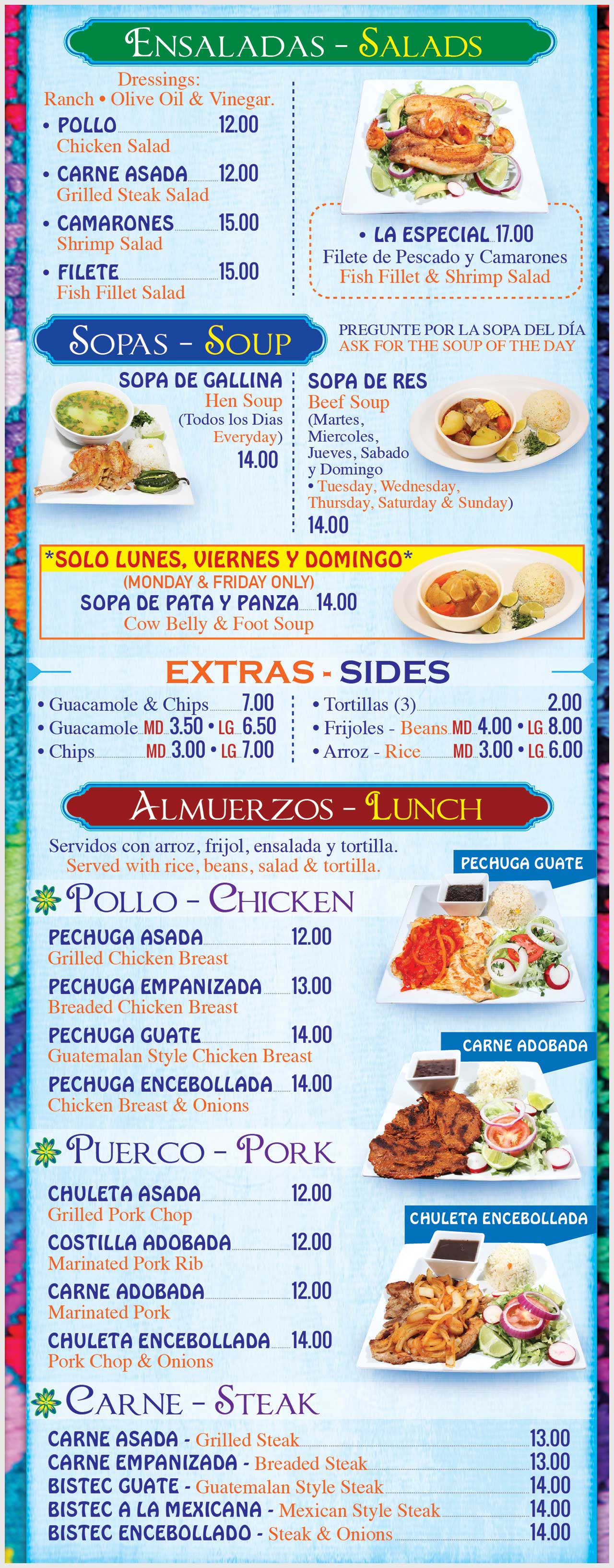 Menu La Chapinita
