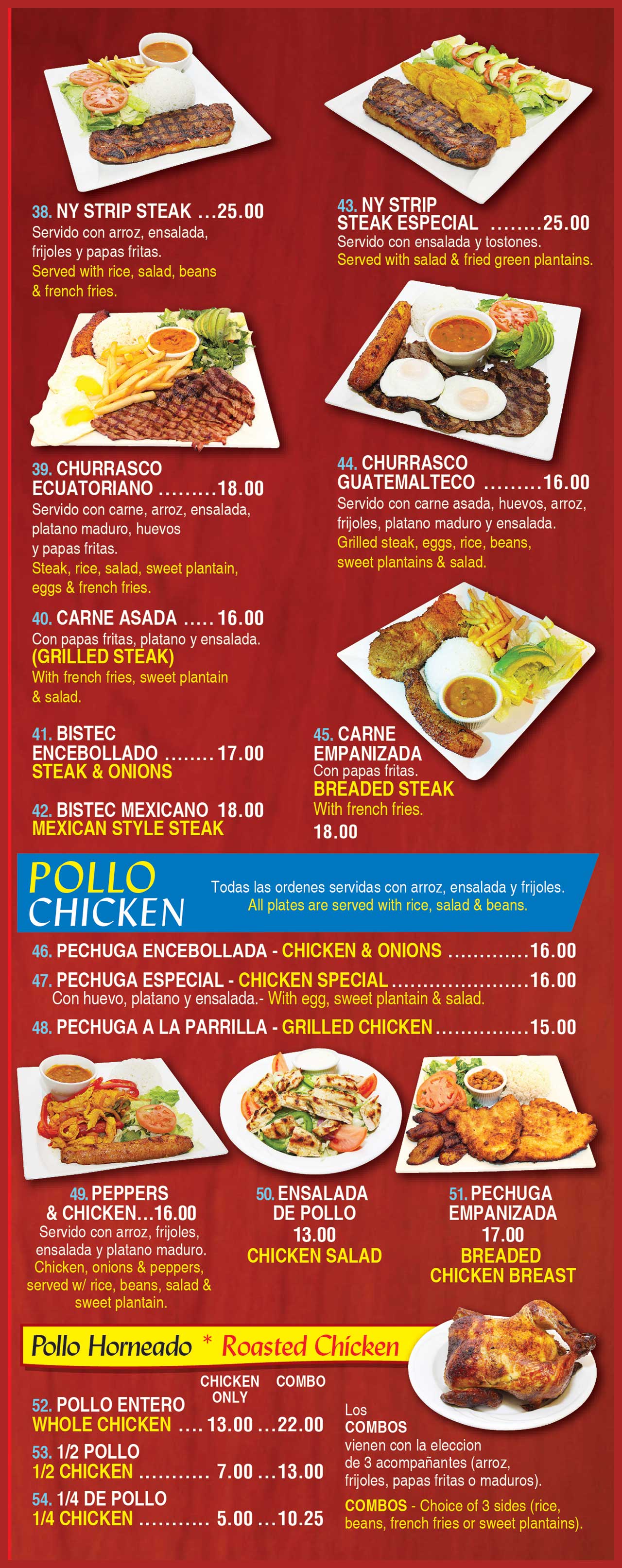 Menu Hispanic Food in East Windsor Two Flags Family Restaurant