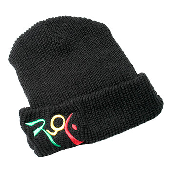 Roots of Creation - Rasta ROC on Black Brimmed Beanie - Accessories