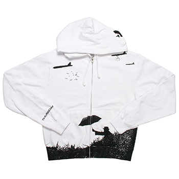 Thursday - Common Umbrella on White Zip Up Sweatshirt - Women's
