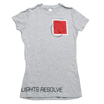 Lights Resolve - Red Stamp on Heather Grey Fine Jersey Slim Fit T-Shirt - Women's