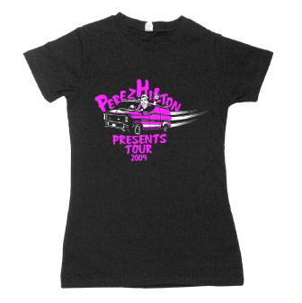 Perez Hilton Presents - I Survived Tour Tee on Black Fine Jersey Slim Fit T-Shirt - Women's