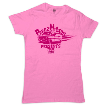 Perez Hilton Presents - I Survived Tour Tee on Pink Fine Jersey Slim Fit T-Shirt - Women's