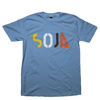 SOJA - 4 Color Logo on Heather Lake Blue American Apparel 50/50 Slim Fit - T-shirts