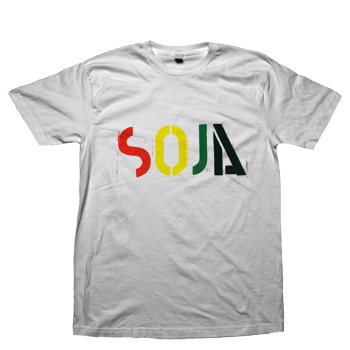SOJA - 4 Color Logo on White American Apparel 50/50 Slim Fit - T-shirts