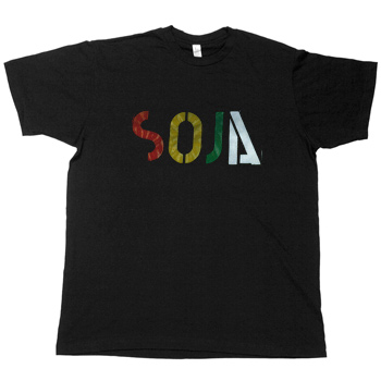 SOJA - 4 Color Logo on Black American Apparel 50/50 Slim Fit - T-shirts