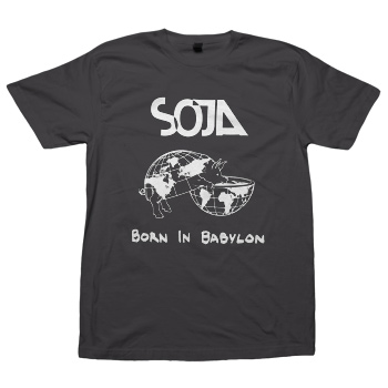 SOJA - Born In Babylon on Heather Black American Apparel 50/50 Slim Fit - T-shirts
