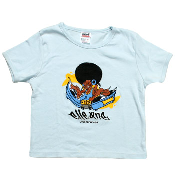 Elle One Studios - Afro on Light Blue Baby Doll T-Shirt - Apparel