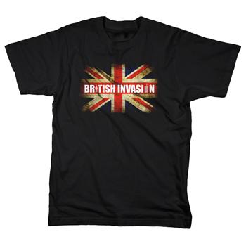 British Invasion - Distressed Flag Logo on Black - T-shirts