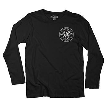 Pitchfork Hardwear - Yankee Skull Long Sleeve Tee on Black - Long Sleeve T-Shirts