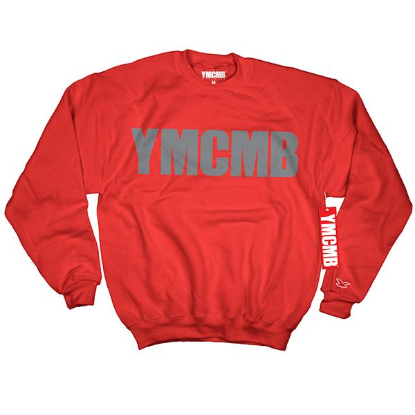 YMCMB - Crew Grey on Red - Sweatshirts