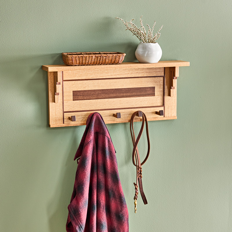 Contrasting Scrapwood Coat Rack Woodworking Plan