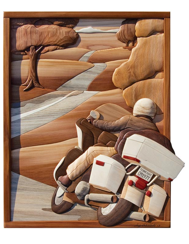 Scenic Motorcycle Intarsia Pattern from Judy Gale Roberts