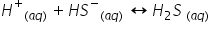 H to the power of plus subscript left parenthesis a q right parenthesis space end subscript plus H S to the power of minus subscript left parenthesis a q right parenthesis end subscript space left right arrow H subscript 2 S space subscript left parenthesis a q right parenthesis end subscript
