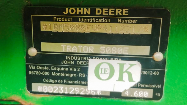 LOTE 33 - TRATOR 5080E JOHN DEERE ANO 2023