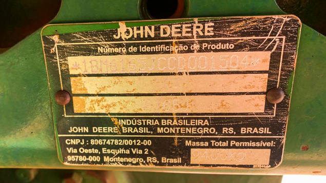 LOTE 40 - TRATOR 6165J REPASSE JOHN DEERE ANO 2012