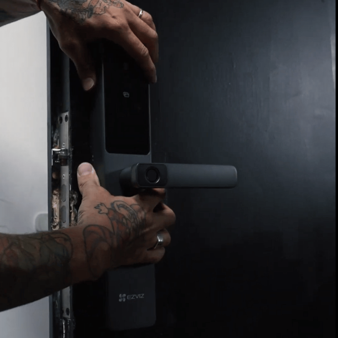 Connecting data cables and mounting smart lock panels