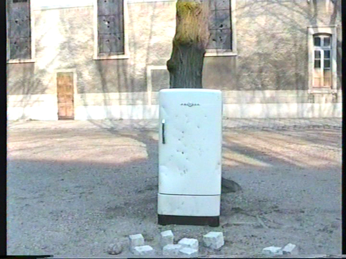 video still: Stoning the Refrigerator