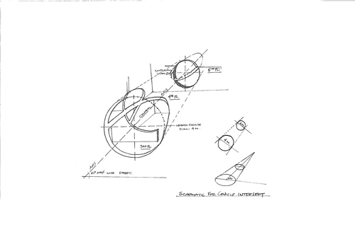 Scheme (drawing) for 'Conical Intersect', 1975